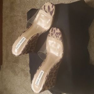 Sunni by Steve madden,7.5 leopard with clear foot covering
